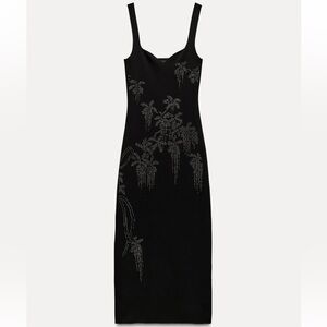 NWOT Zara Black Dress with Silver Detailing